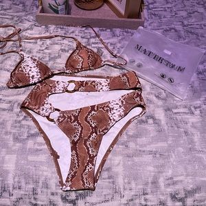 Matt Collection Brown and white 2 piece bikini